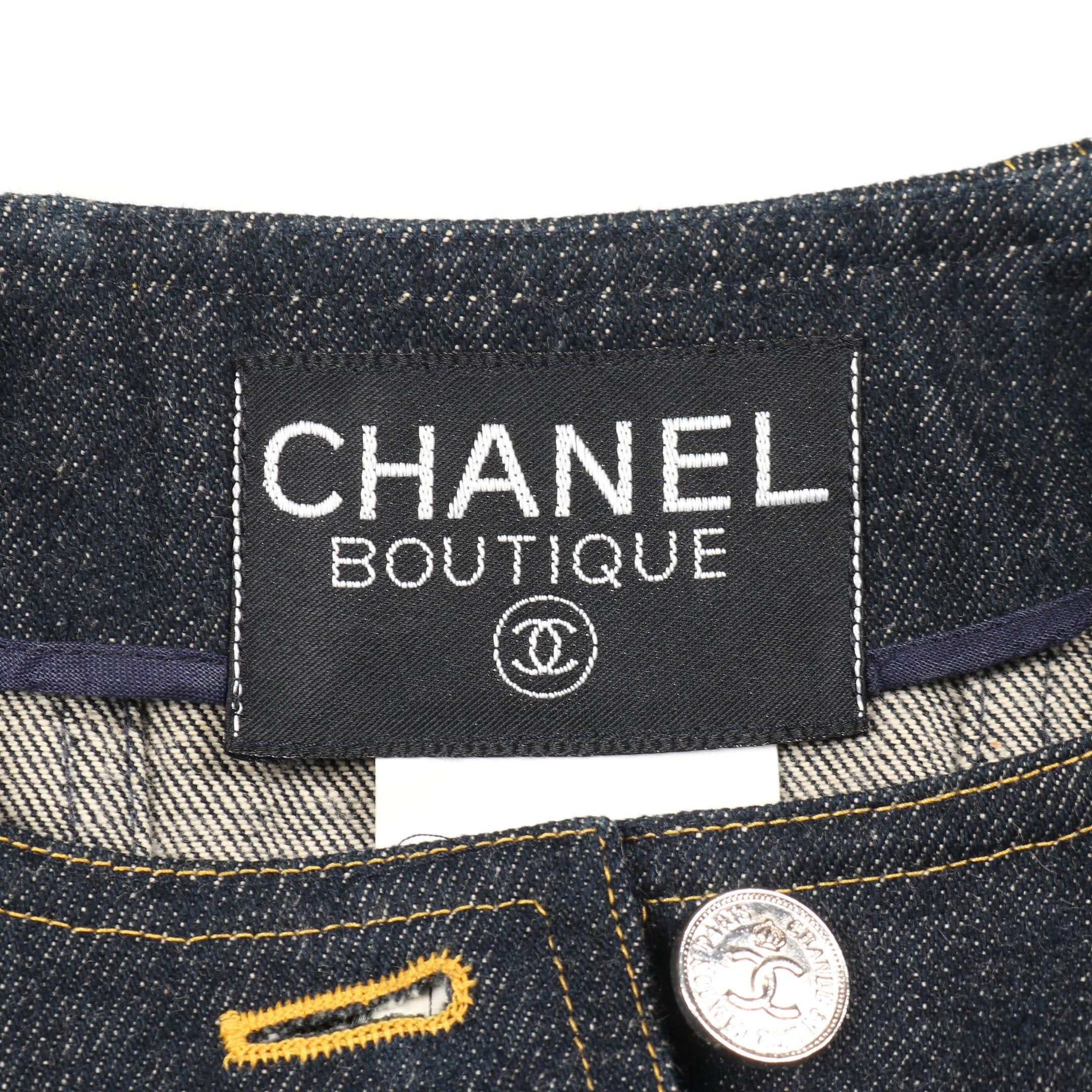 ココマークボタン デニムジャケット ノーカラージャケット コットン