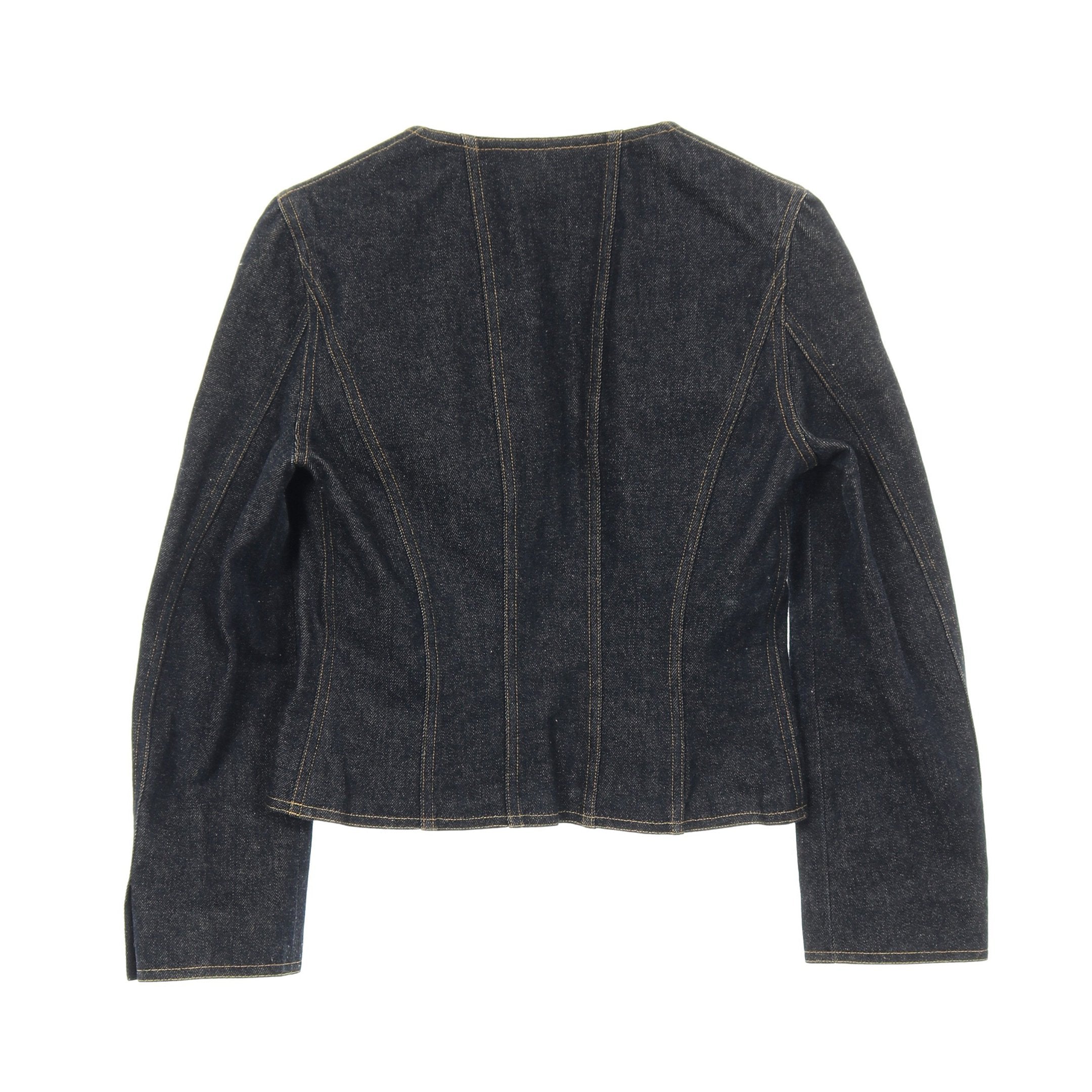 ココマークボタン デニムジャケット ノーカラージャケット コットン