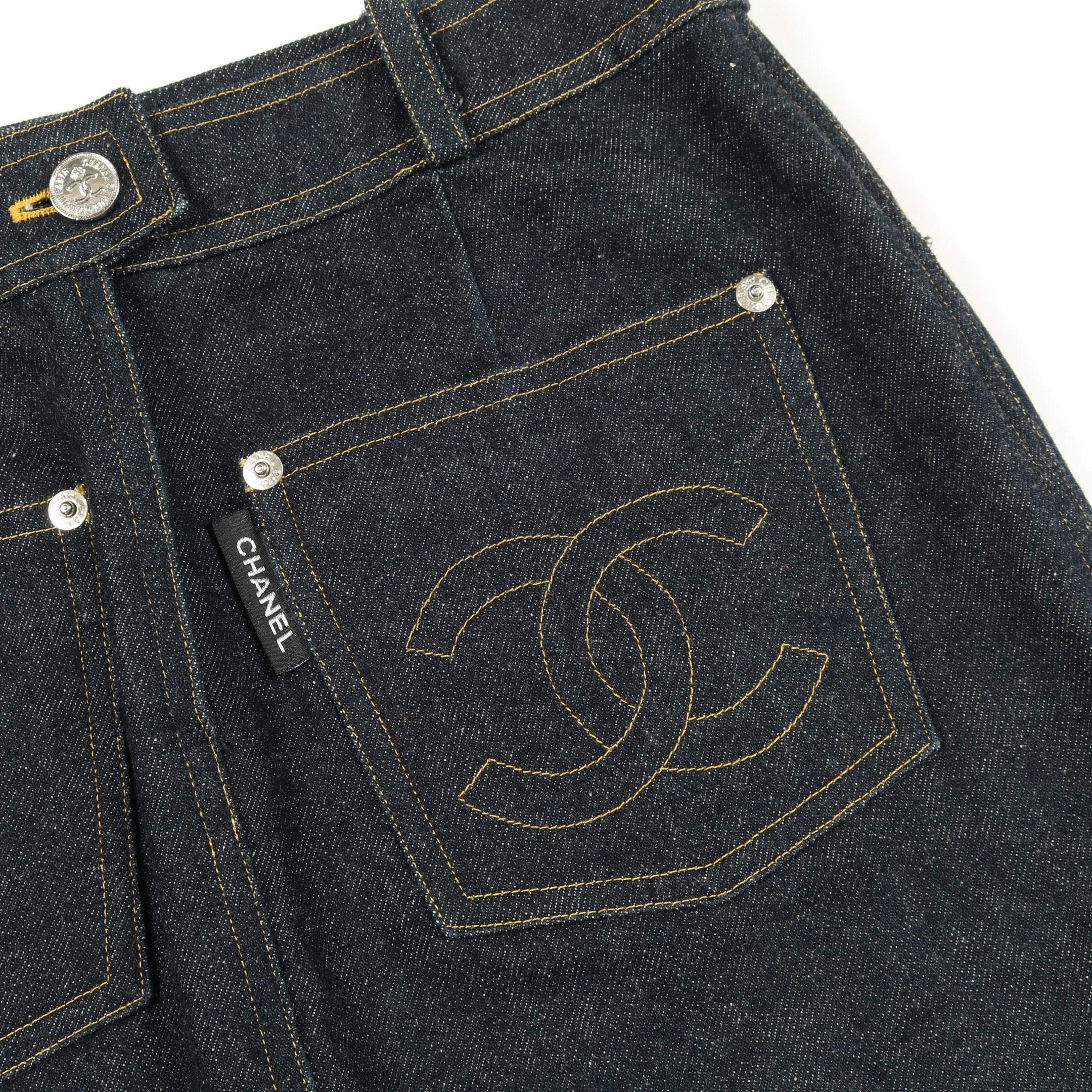 ココマーク デニムスカート コットン インディゴブルー シャネル – RECLO