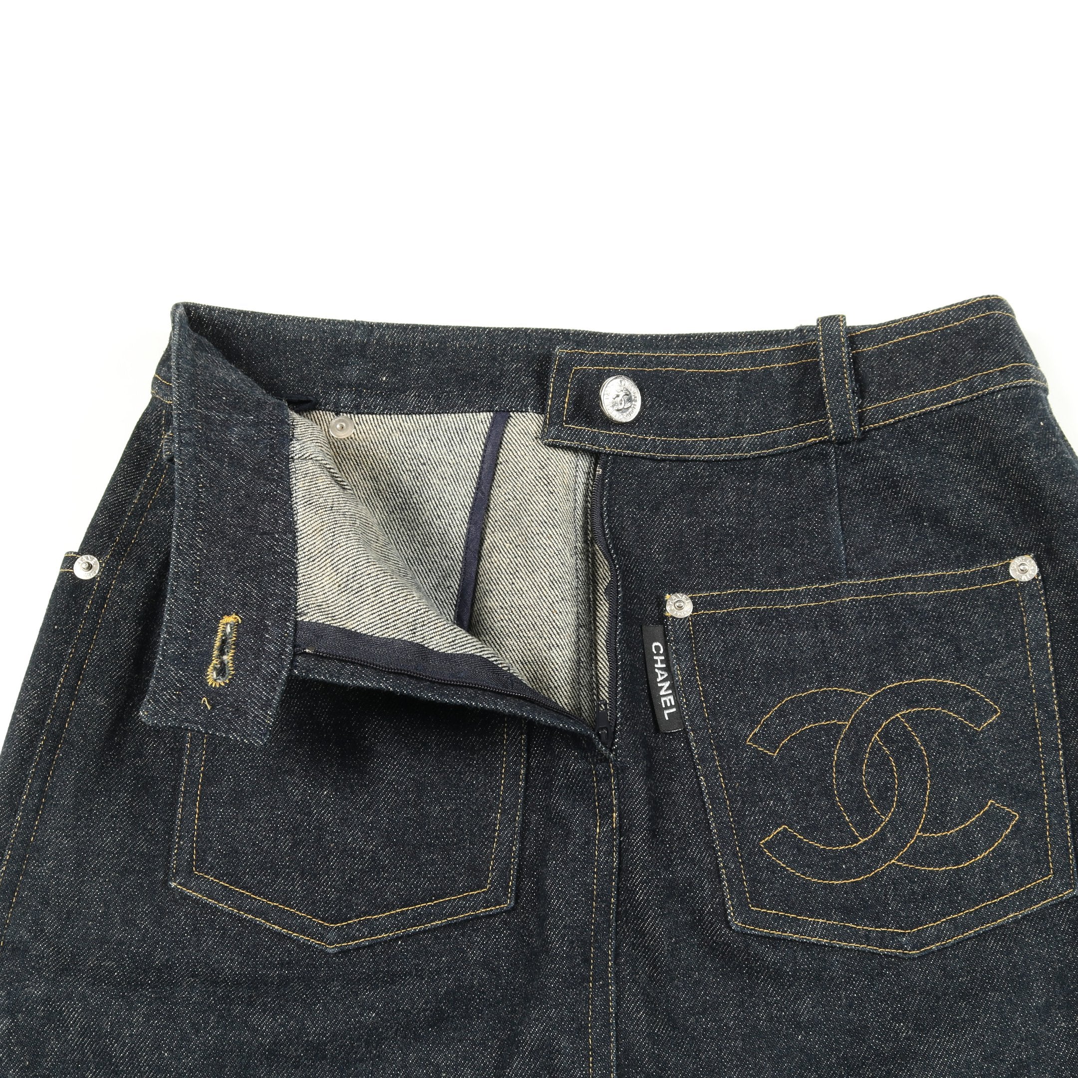 ココマーク デニムスカート コットン インディゴブルー シャネル – RECLO