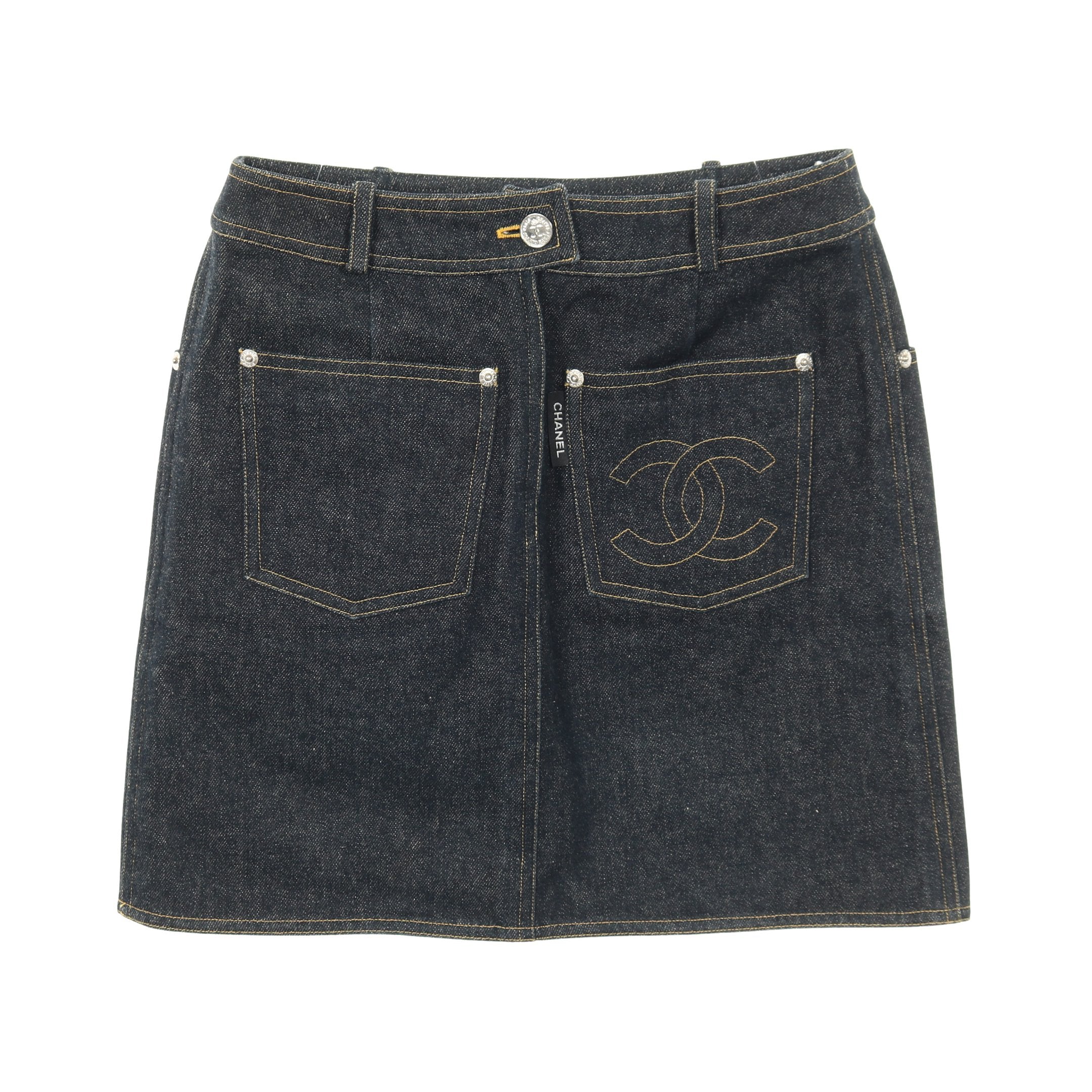 CHANEL シャネル 24SS デニムミニスカート ココマーク ココマーク デニムスカート コットン インディゴブルー シャネル – RECLO