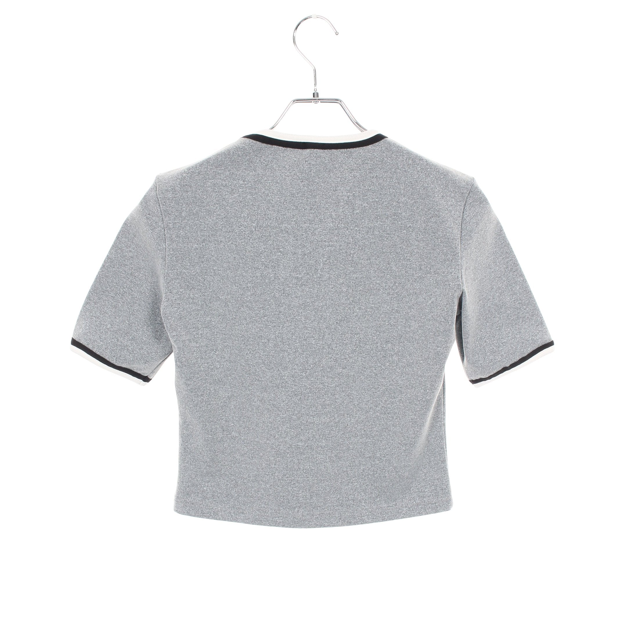 ココマーク刺繍 半袖Tシャツ Vネック ナイロン グレー ブラック