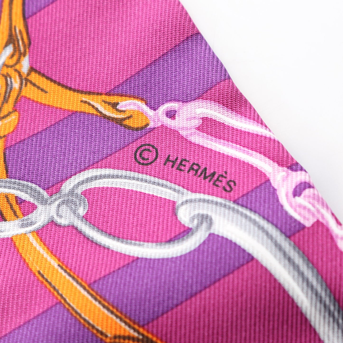 ツイリー BRIDES de GALA リボン スカーフ シルク パープル マルチカラー エルメス 財布・小物 HERMES