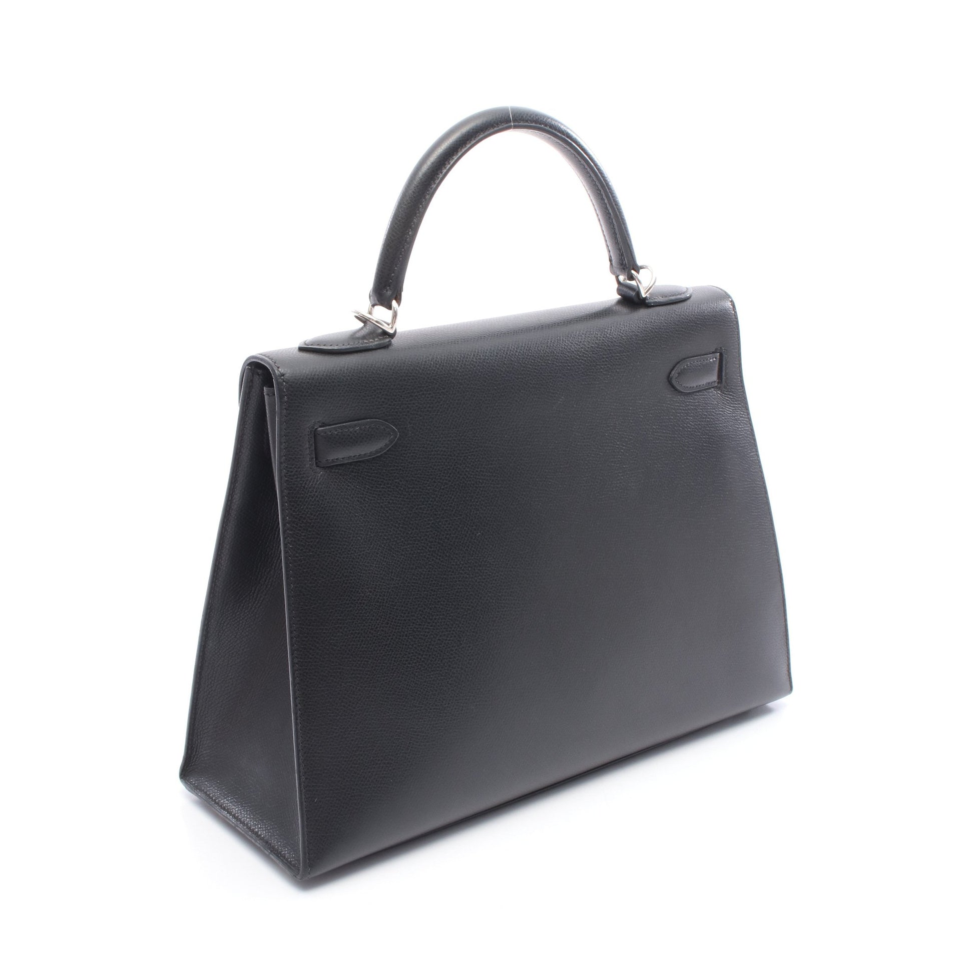 ケリー32 ハンドバッグ クシュベル ブラック シルバー金具 外縫い 2WAY □H刻印 エルメス バッグ HERMES