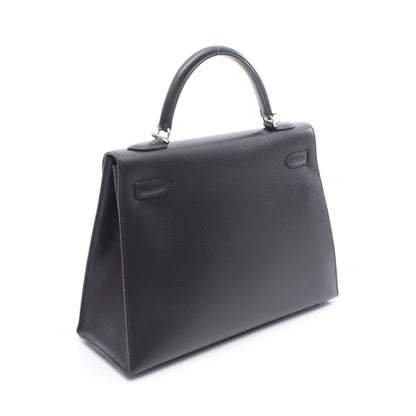 ケリー32 ハンドバッグ クシュベル ブラック シルバー金具 外縫い 2WAY □H刻印 エルメス バッグ HERMES