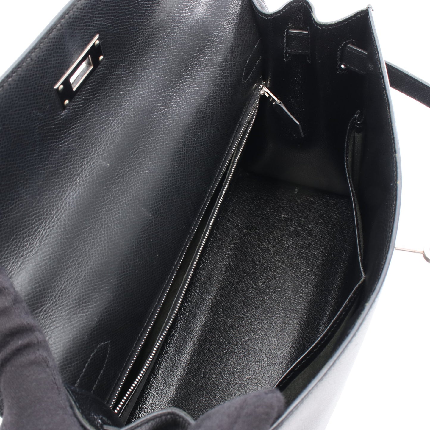 ケリー32 ハンドバッグ クシュベル ブラック シルバー金具 外縫い 2WAY □H刻印 エルメス バッグ HERMES