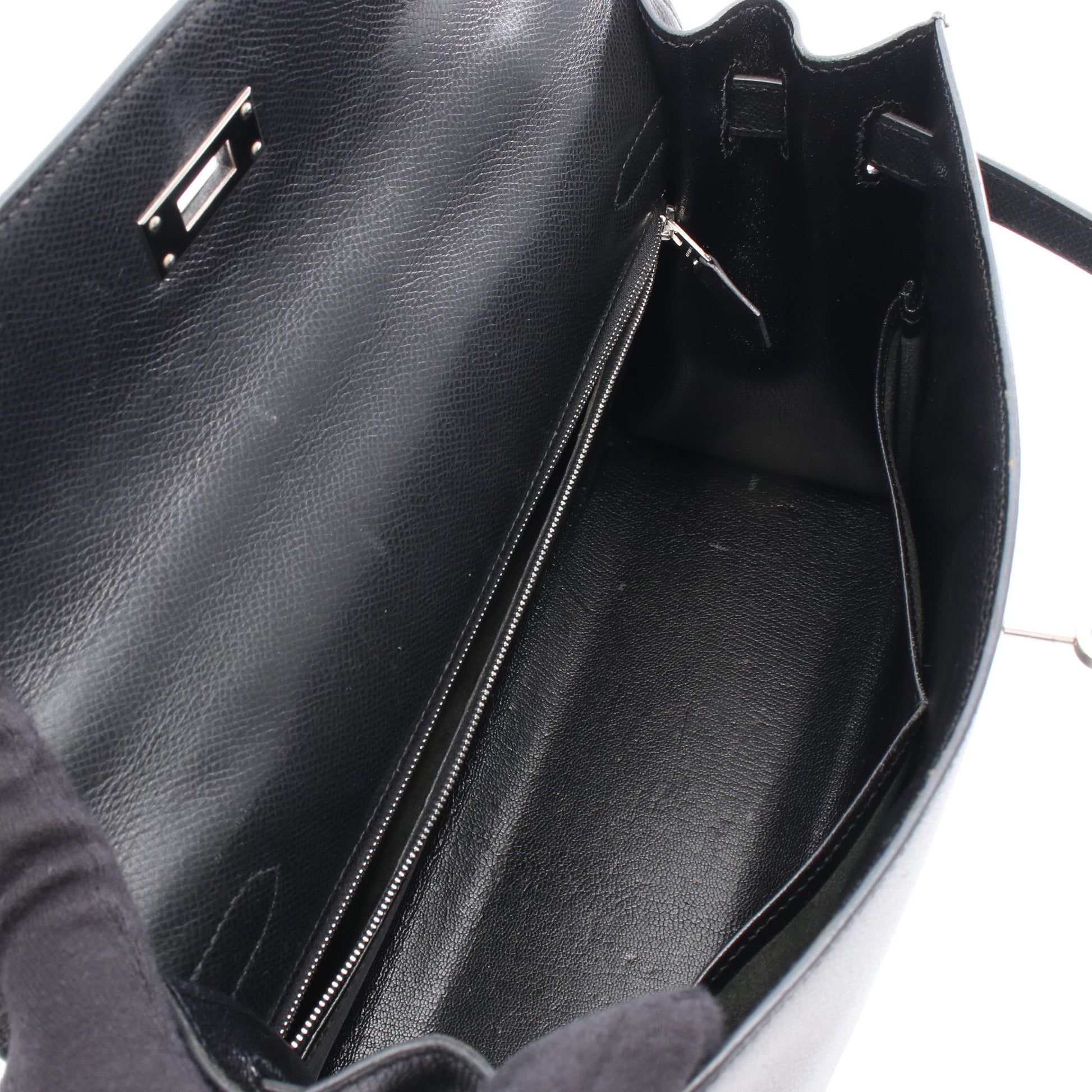 ケリー32 ハンドバッグ クシュベル ブラック シルバー金具 外縫い 2WAY □H刻印 エルメス バッグ HERMES