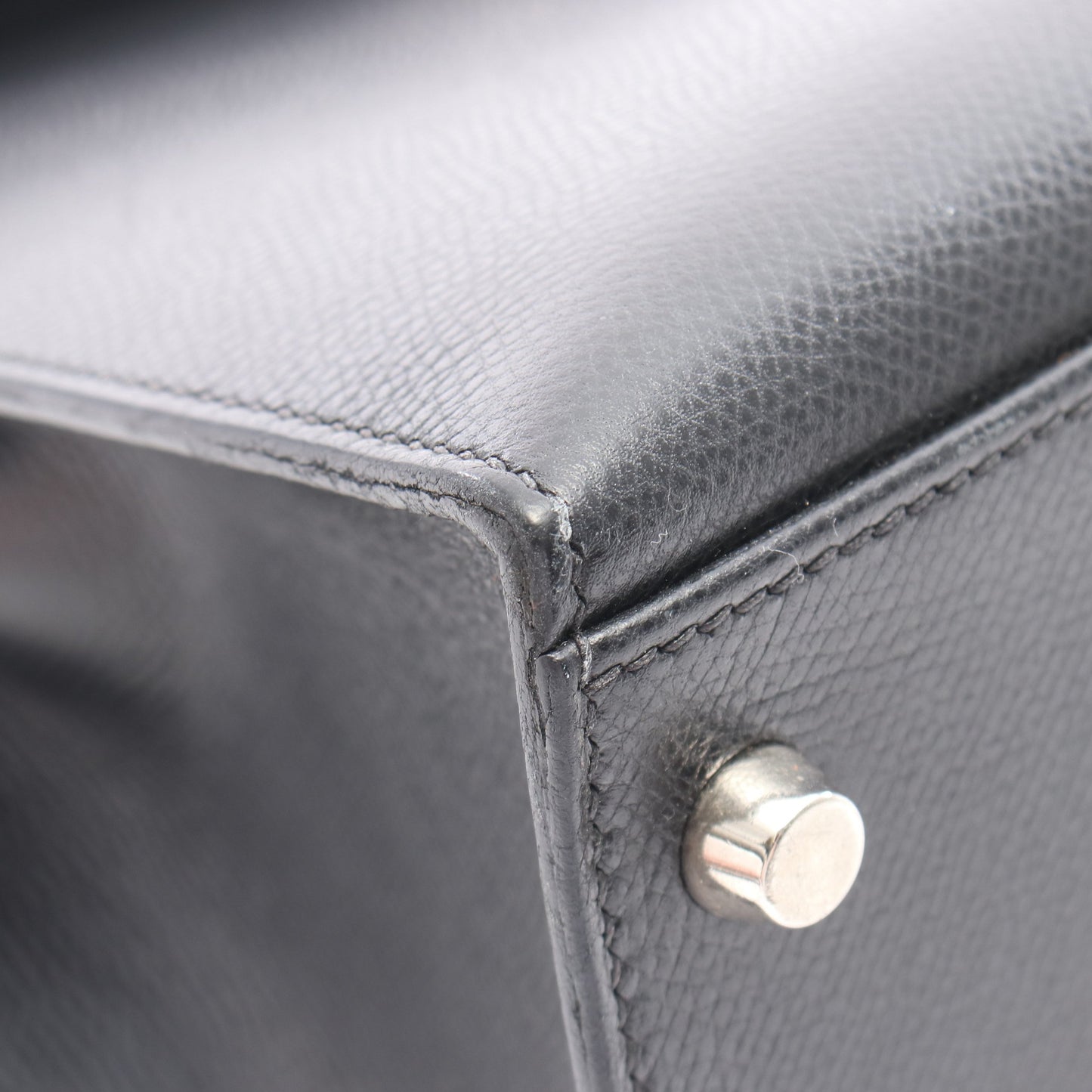 ケリー32 ハンドバッグ クシュベル ブラック シルバー金具 外縫い 2WAY □H刻印 エルメス バッグ HERMES