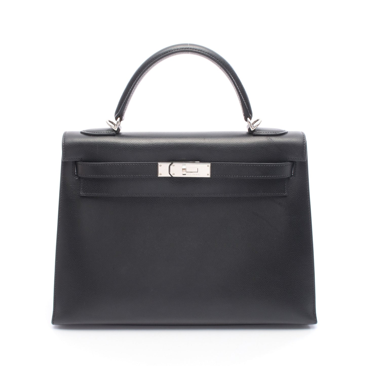 ケリー32 ハンドバッグ クシュベル ブラック シルバー金具 外縫い 2WAY □H刻印 エルメス バッグ HERMES