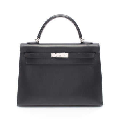 ケリー32 ハンドバッグ クシュベル ブラック シルバー金具 外縫い 2WAY □H刻印 エルメス バッグ HERMES
