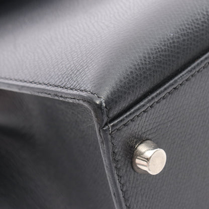 ケリー32 ハンドバッグ クシュベル ブラック シルバー金具 外縫い 2WAY □H刻印 エルメス バッグ HERMES