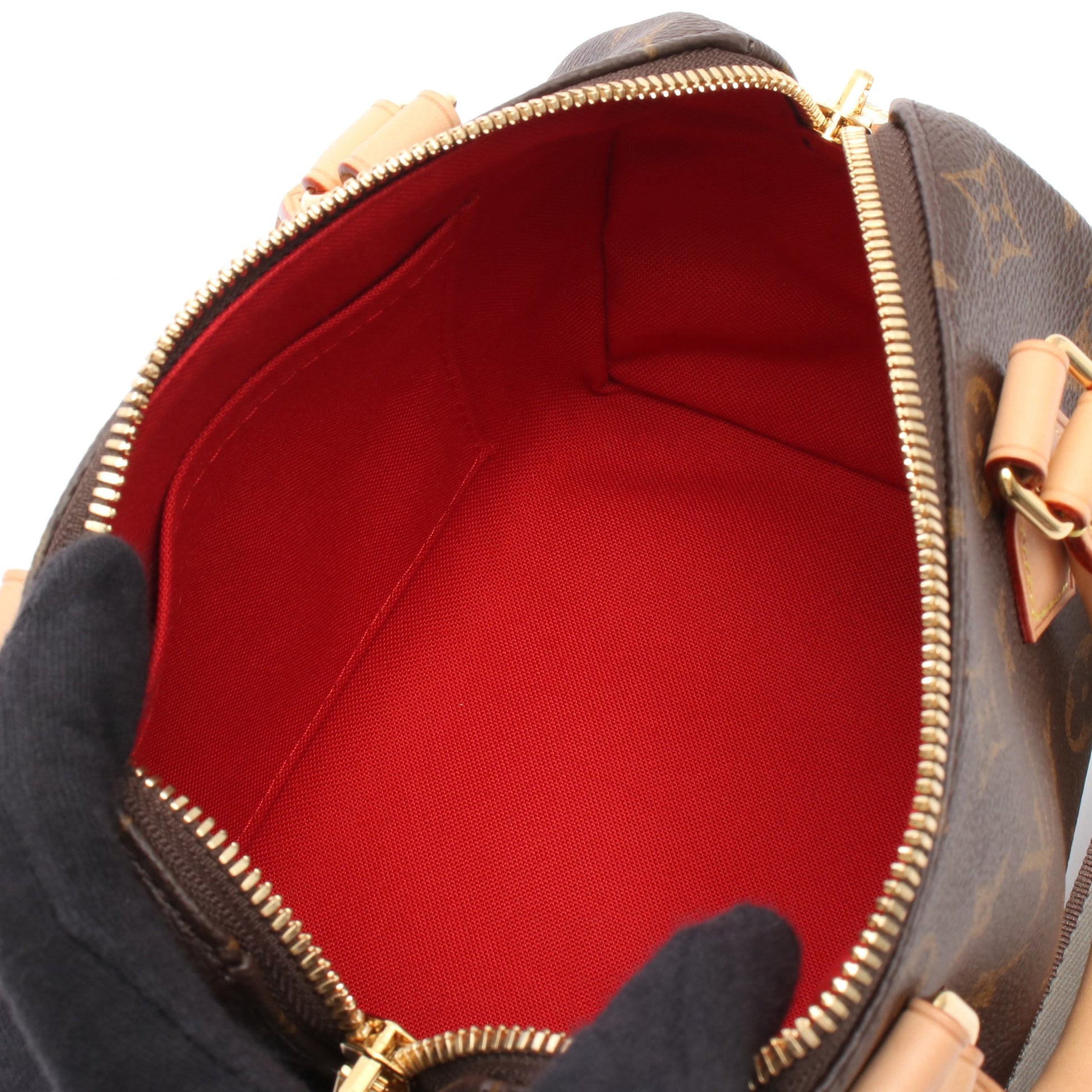 スピーディ バンドリエール 20 モノグラム ベージュ ハンドバッグ PVC レザー ブラウン 2WAY ルイヴィトン バッグ LOUIS VUITTON