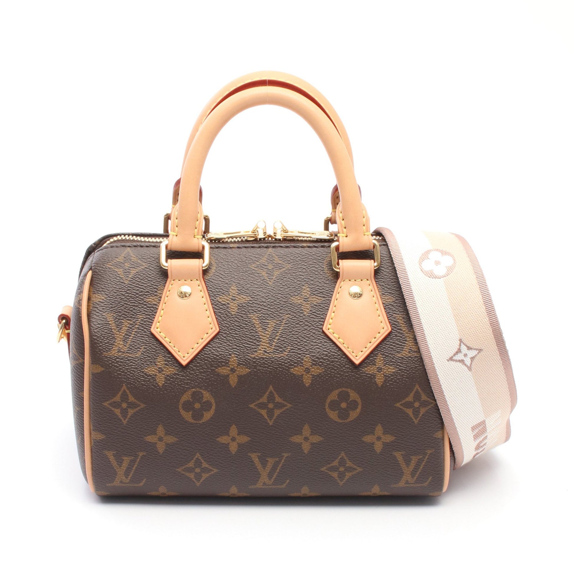 スピーディ バンドリエール 20 モノグラム ベージュ ハンドバッグ PVC レザー ブラウン 2WAY ルイヴィトン バッグ LOUIS VUITTON