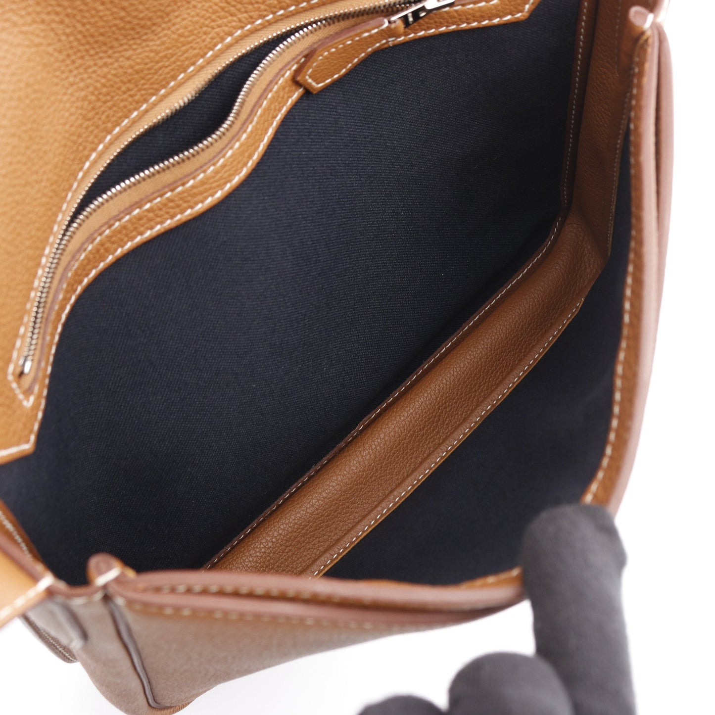 スティーブ ライト ジュニア ゴールド ショルダーバッグ トゴ ブラウン シルバー金具 W刻印 エルメス バッグ HERMES