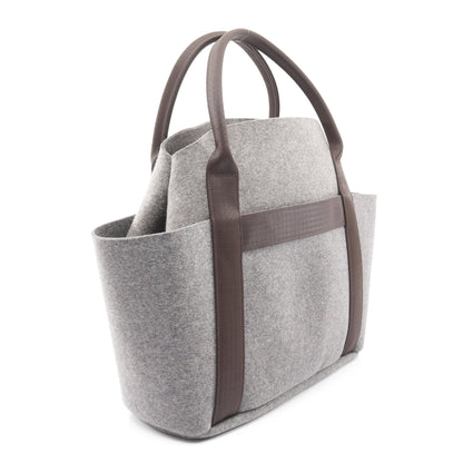 サックドパンサージュ グルーム ハンドバッグ トートバッグ フェルト グレー シルバー金具 2WAY U刻印 エルメス バッグ HERMES