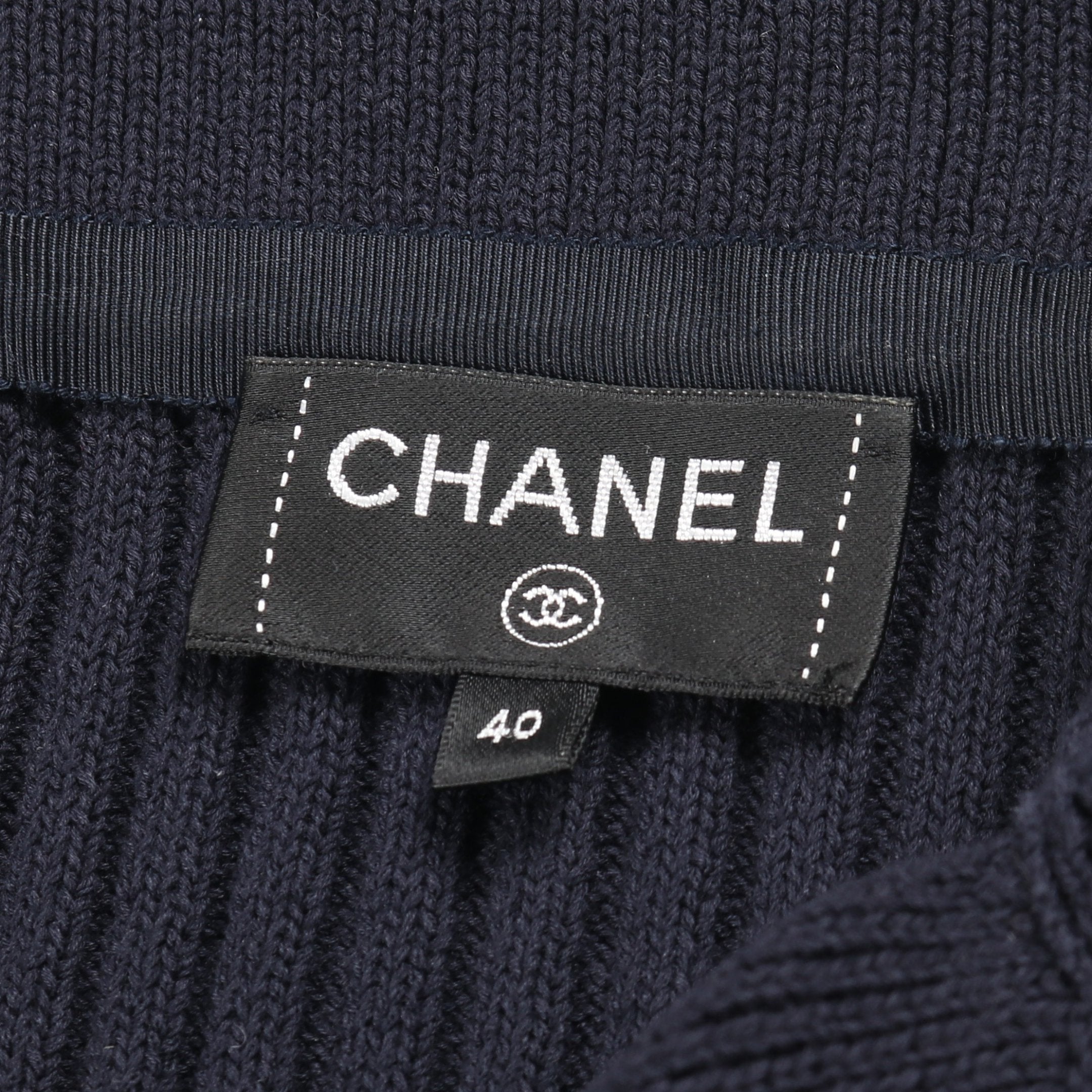ココマークボタン ニット カーディガン コットン ネイビー シャネル