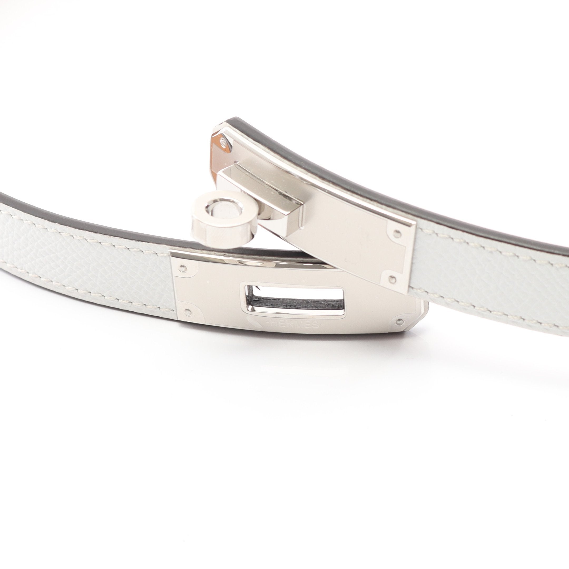 新品未使用レアエルメス ケリーベルト ホワイト W刻印 ケリーベルト ベルト ヴォーエプソン ホワイト シルバー金具 W刻印