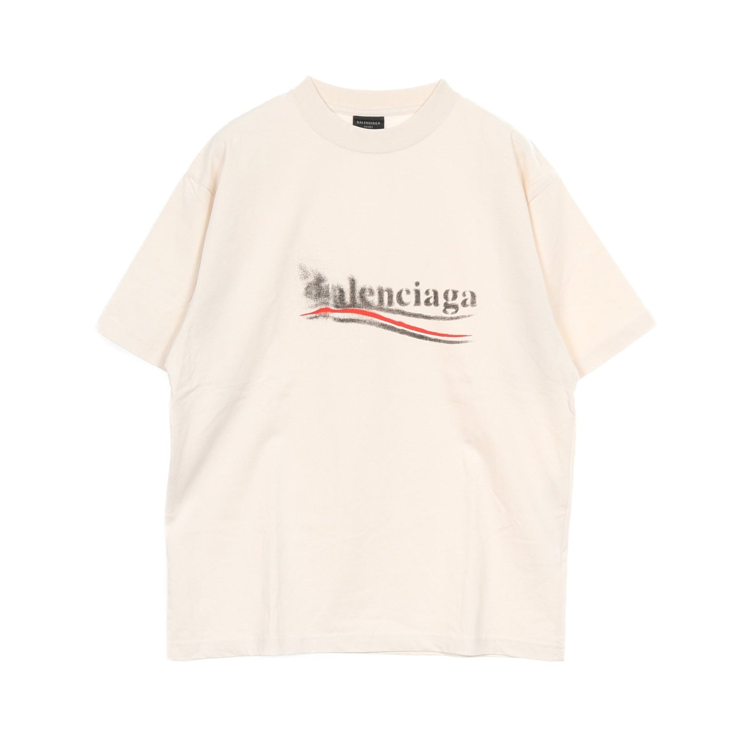 Political Stencil Tシャツ クルーネック 半袖 コットン オフホワイト バレンシアガ トップス BALENCIAGA