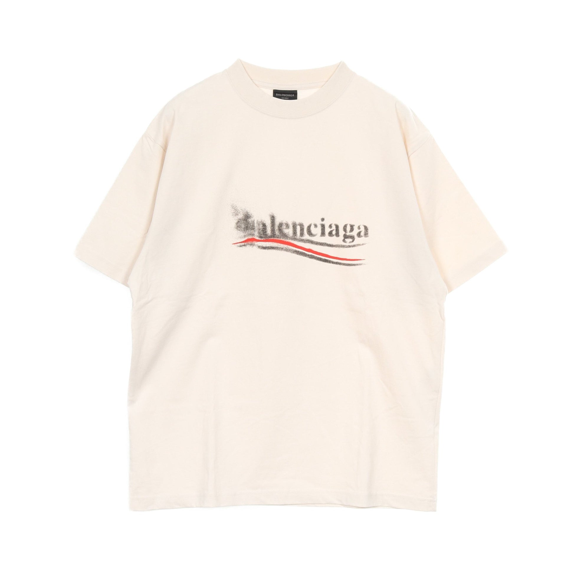 Political Stencil Tシャツ クルーネック 半袖 コットン オフホワイト バレンシアガ トップス BALENCIAGA
