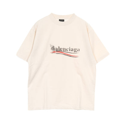 Political Stencil Tシャツ クルーネック 半袖 コットン オフホワイト バレンシアガ トップス BALENCIAGA