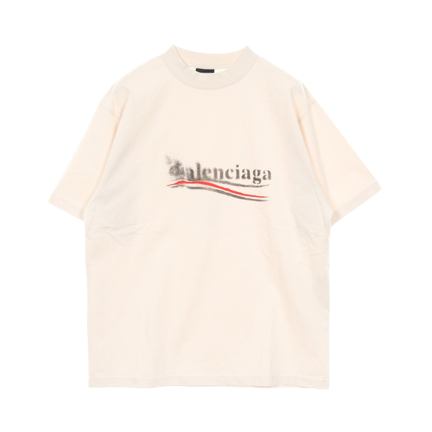 Political Stencil Tシャツ クルーネック 半袖 コットン オフホワイト バレンシアガ トップス BALENCIAGA