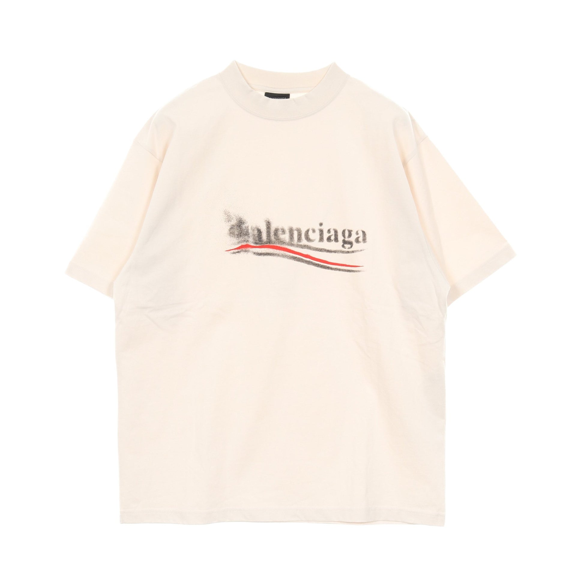 Political Stencil Tシャツ クルーネック 半袖 コットン オフホワイト バレンシアガ トップス BALENCIAGA