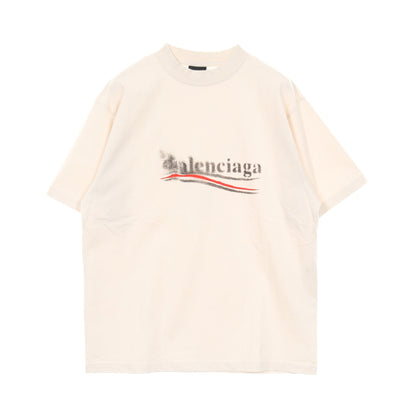 Political Stencil Tシャツ クルーネック 半袖 コットン オフホワイト バレンシアガ トップス BALENCIAGA