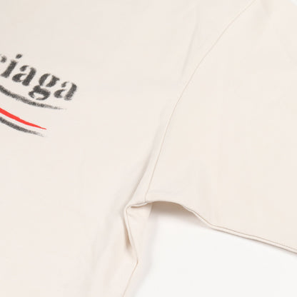 Political Stencil Tシャツ クルーネック 半袖 コットン オフホワイト バレンシアガ トップス BALENCIAGA