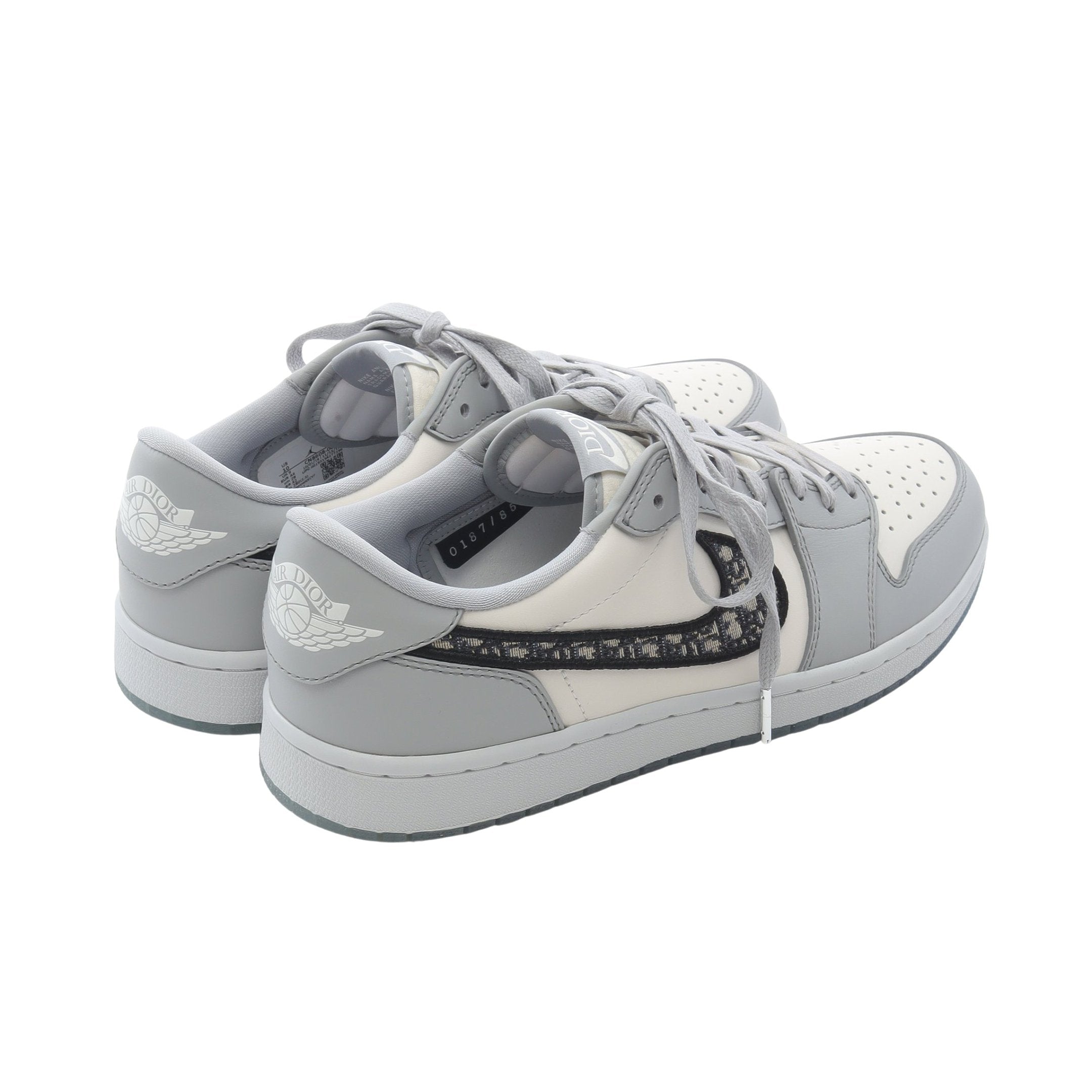 DIOR × Nike Air Jordan 1 Low スニーカー レザー キャンバス ホワイト