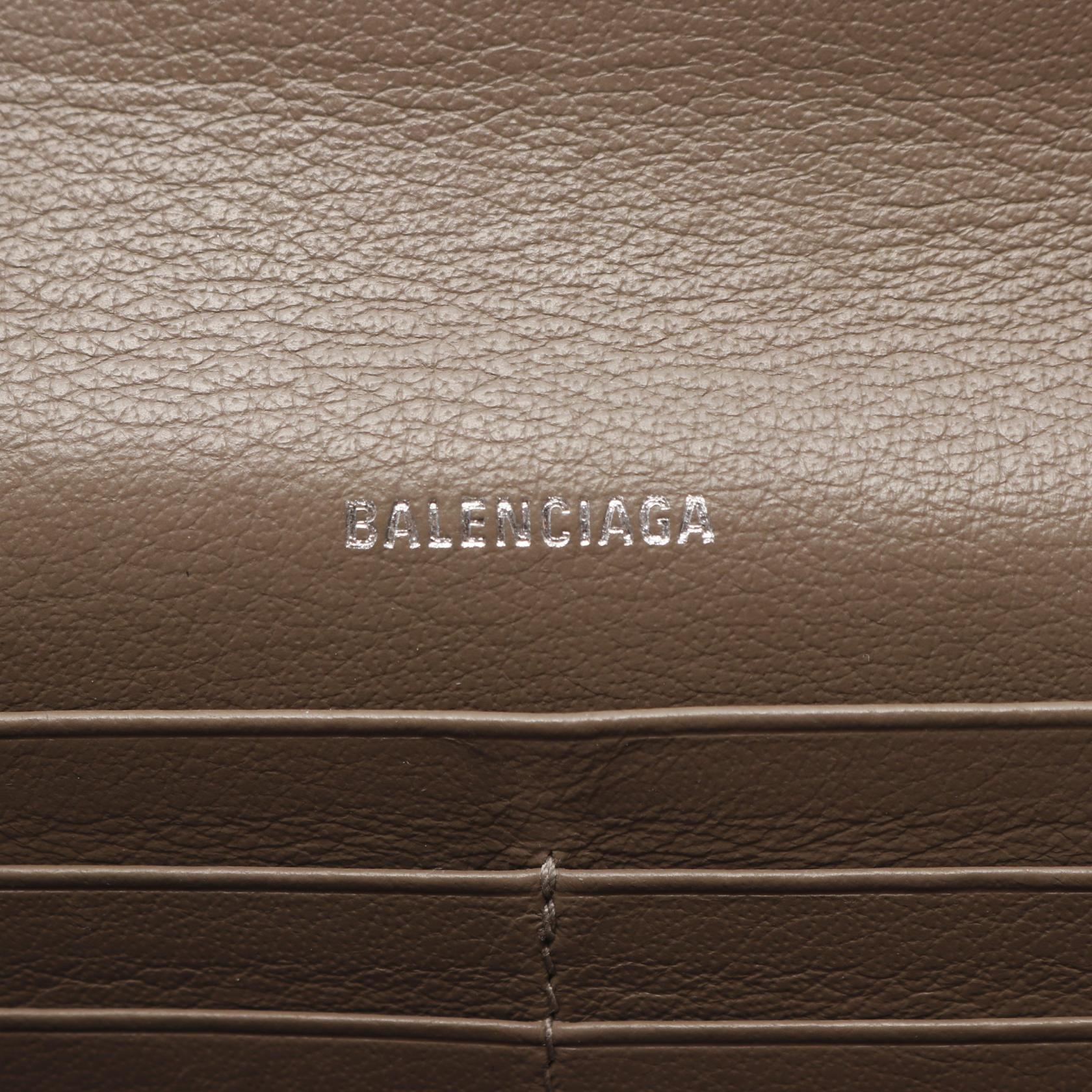ペーパー 二つ折り長財布 レザー グレーブラウン バレンシアガ 財布・小物 BALENCIAGA