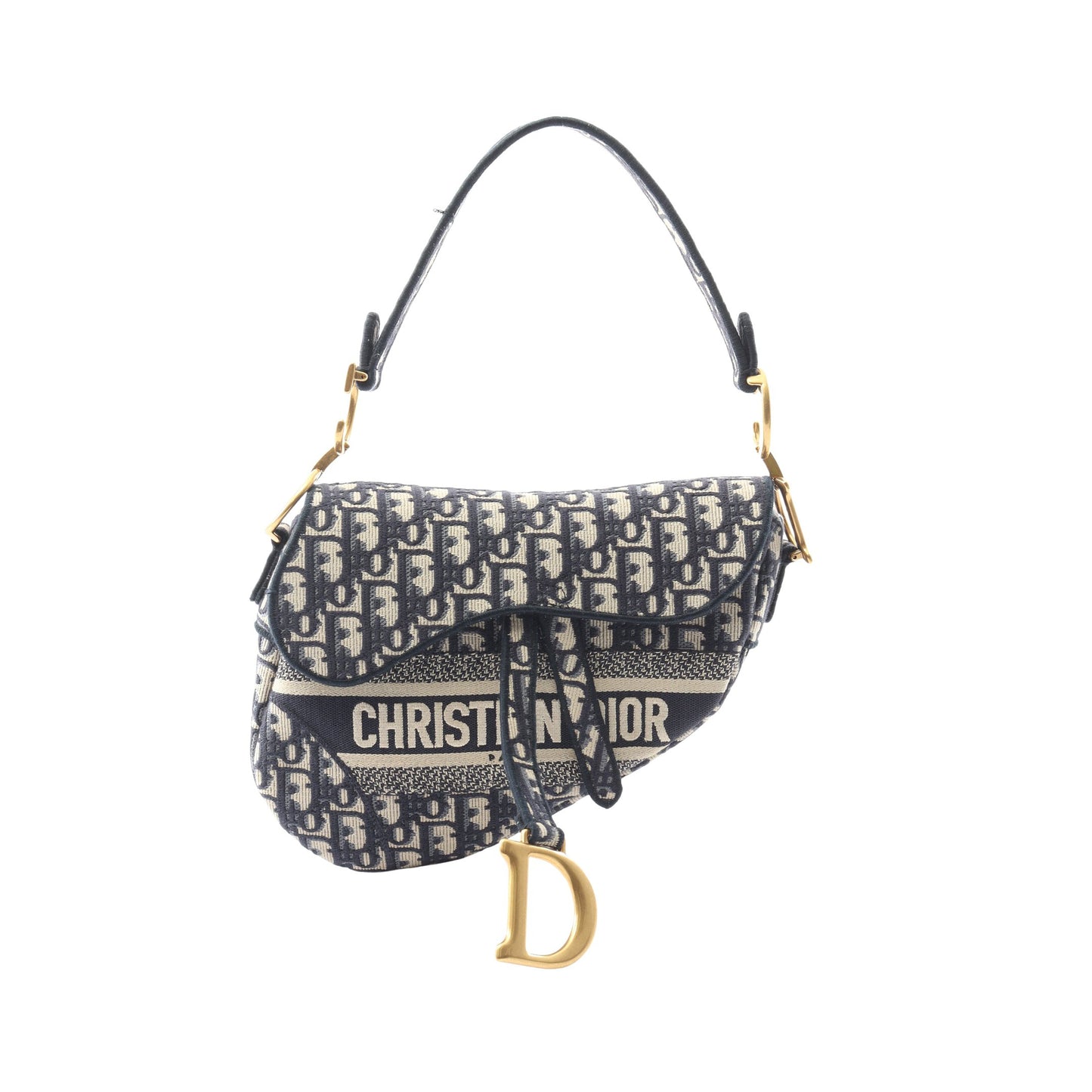 サドルバッグ オブリークジャカード ハンドバッグ キャンバス ベージュ ネイビー クリスチャンディオール バッグ Christian Dior