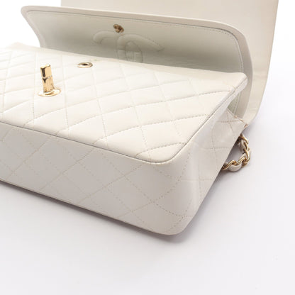 マトラッセ ダブルフラップ Wチェーンショルダーバッグ ラムスキン ホワイト ゴールド金具 シャネル バッグ CHANEL