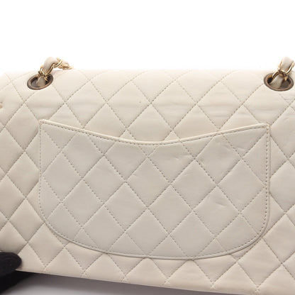 マトラッセ ダブルフラップ Wチェーンショルダーバッグ ラムスキン ホワイト ゴールド金具 シャネル バッグ CHANEL