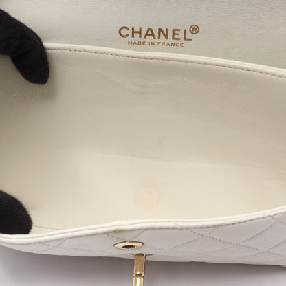 マトラッセ ダブルフラップ Wチェーンショルダーバッグ ラムスキン ホワイト ゴールド金具 シャネル バッグ CHANEL