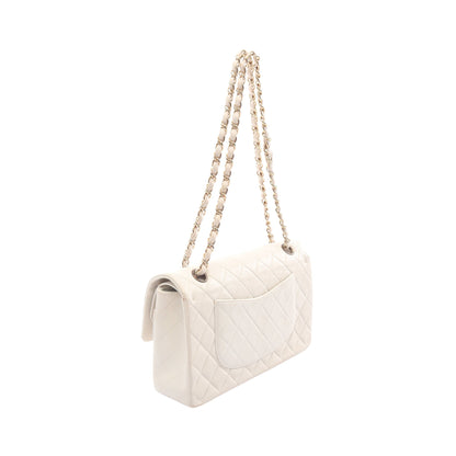 マトラッセ ダブルフラップ Wチェーンショルダーバッグ ラムスキン ホワイト ゴールド金具 シャネル バッグ CHANEL