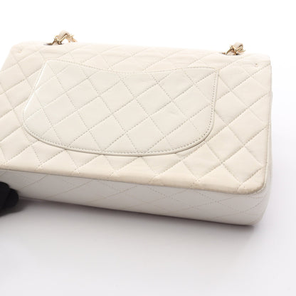 マトラッセ ダブルフラップ Wチェーンショルダーバッグ ラムスキン ホワイト ゴールド金具 シャネル バッグ CHANEL