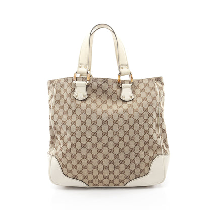 バンブー ホースビット GGキャンバス ハンドバッグ トートバッグ キャンバス レザー ベージュ オフホワイト グッチ バッグ GUCCI