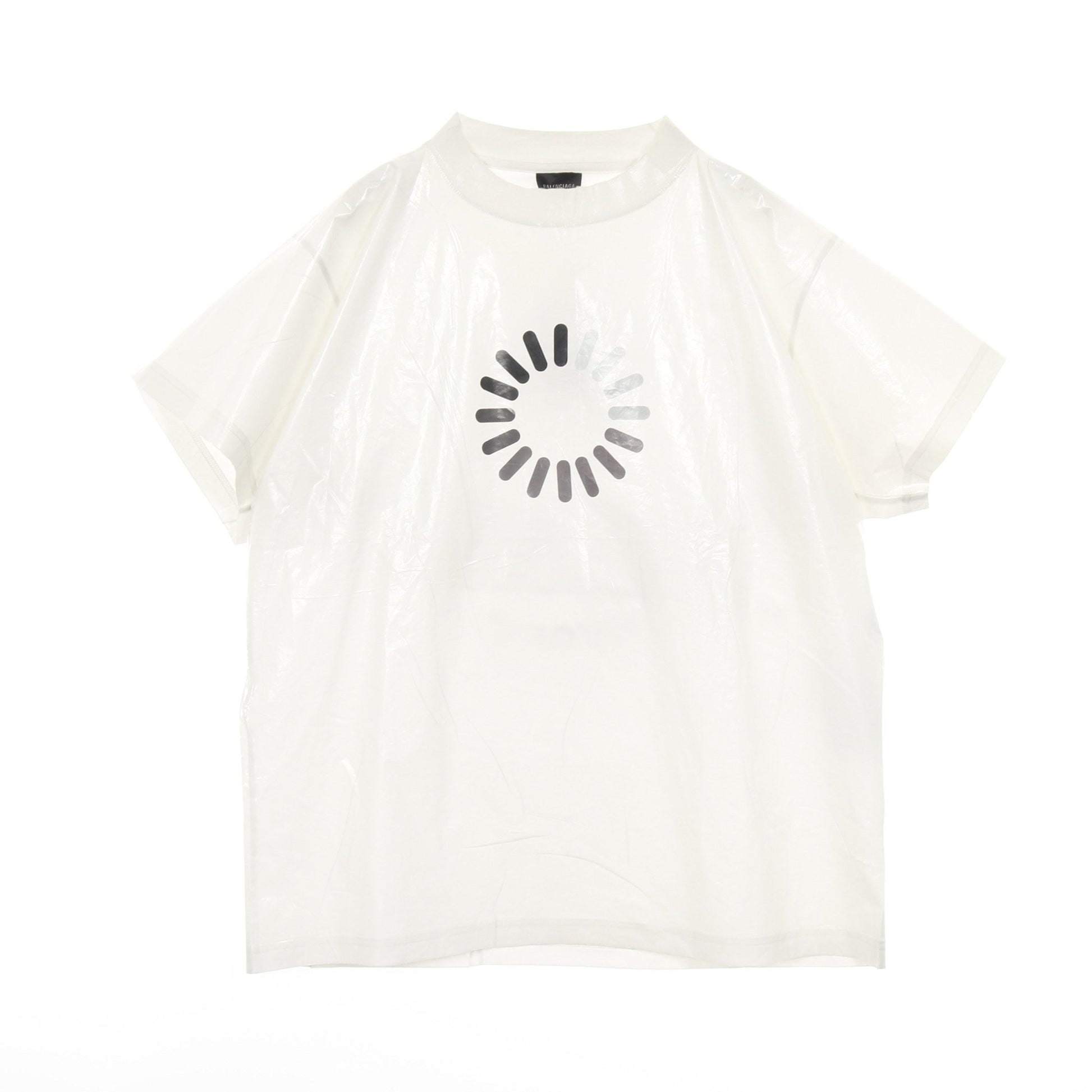 LOADING ERROR MISPLACED Tシャツ クルーネック 半袖 コットン オフホワイト ラミネート加工 バレンシアガ トップス BALENCIAGA