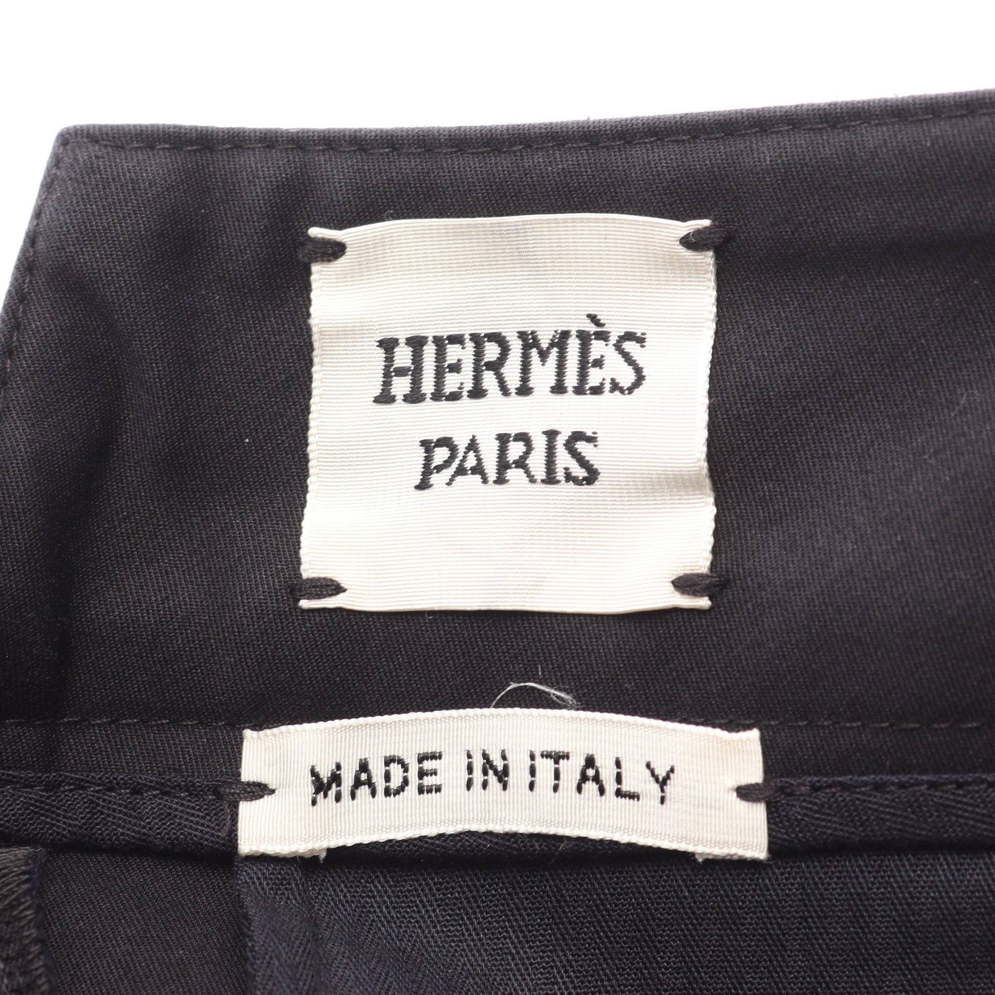 ワイドパンツ コットン ブラック エルメス ボトムス HERMES
