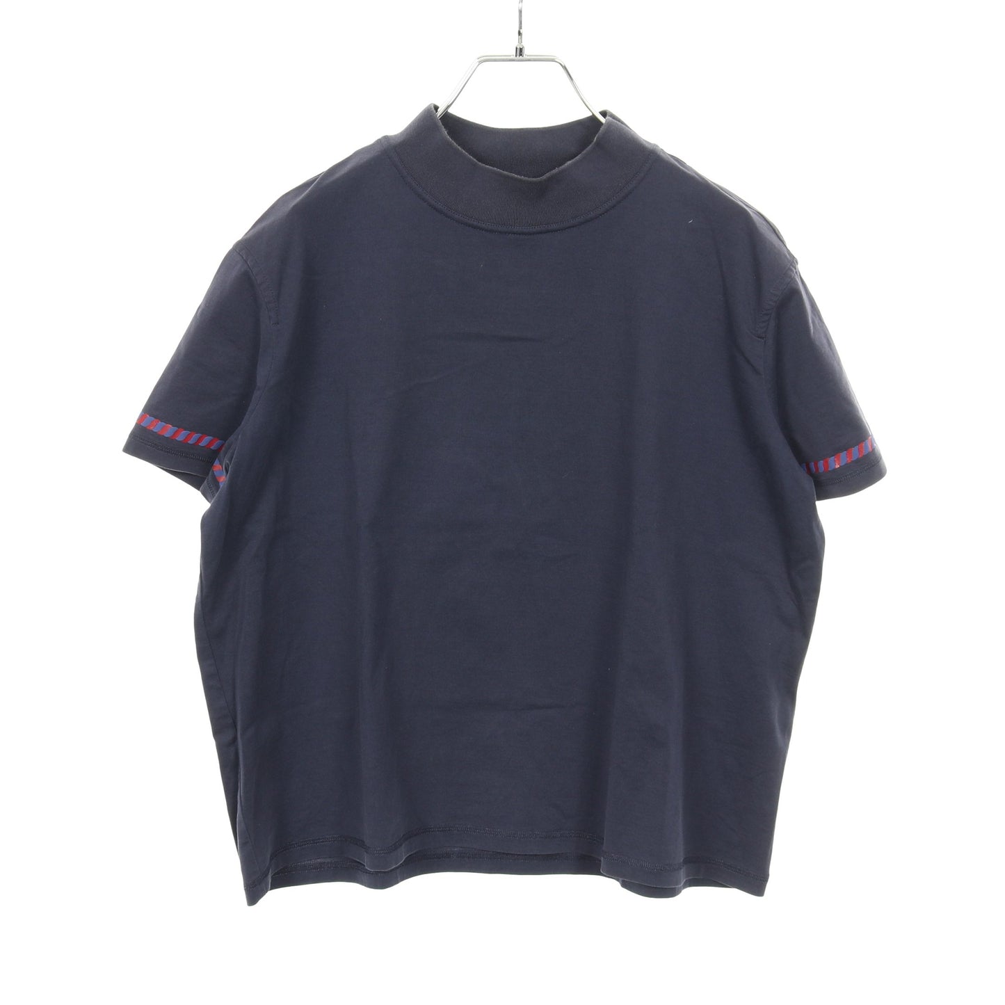 カノエ Tシャツ モックネック 半袖 コットン ネイビー レッド エルメス トップス HERMES