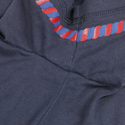 カノエ Tシャツ モックネック 半袖 コットン ネイビー レッド エルメス トップス HERMES