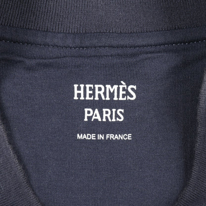 カノエ Tシャツ モックネック 半袖 コットン ネイビー レッド エルメス トップス HERMES