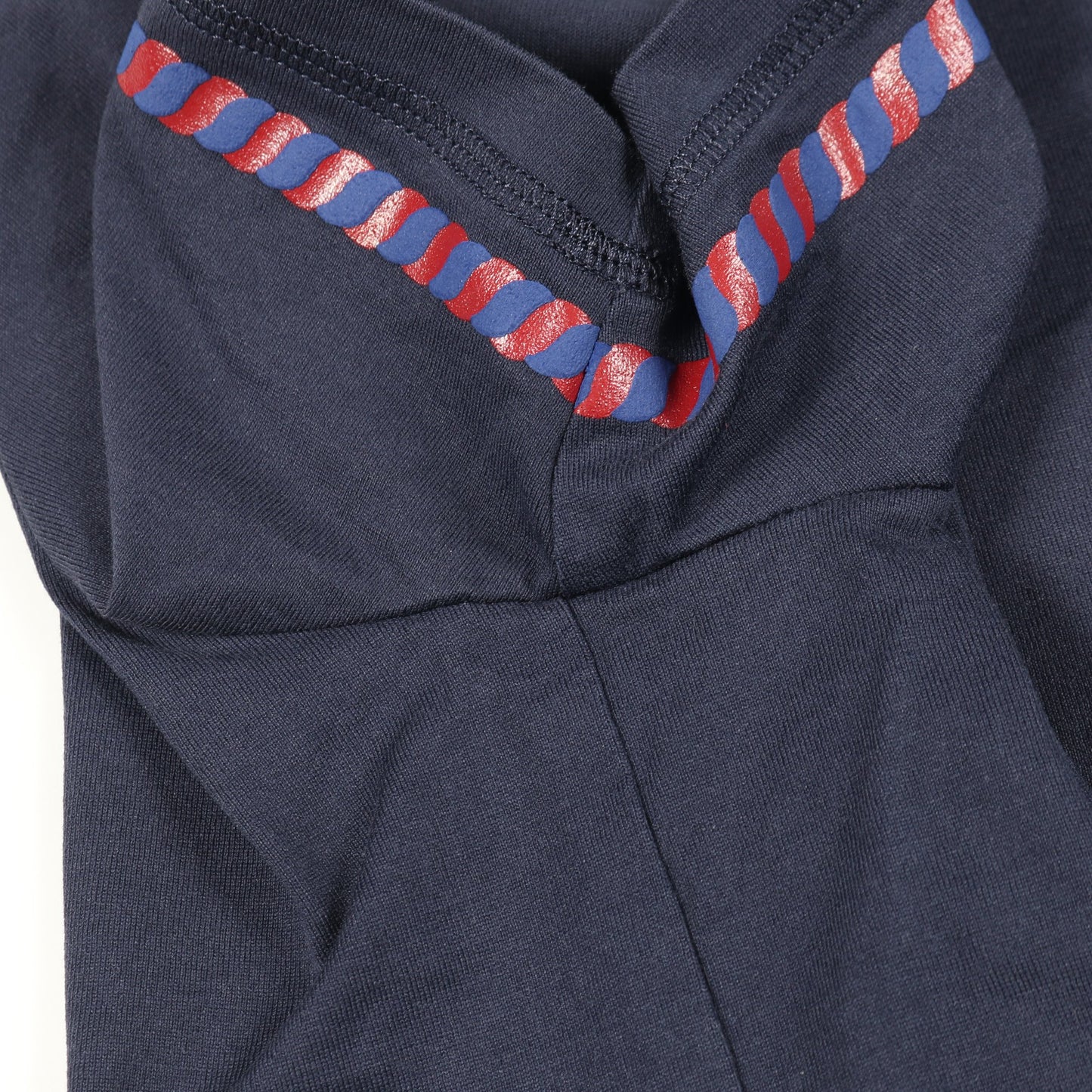 カノエ Tシャツ モックネック 半袖 コットン ネイビー レッド エルメス トップス HERMES