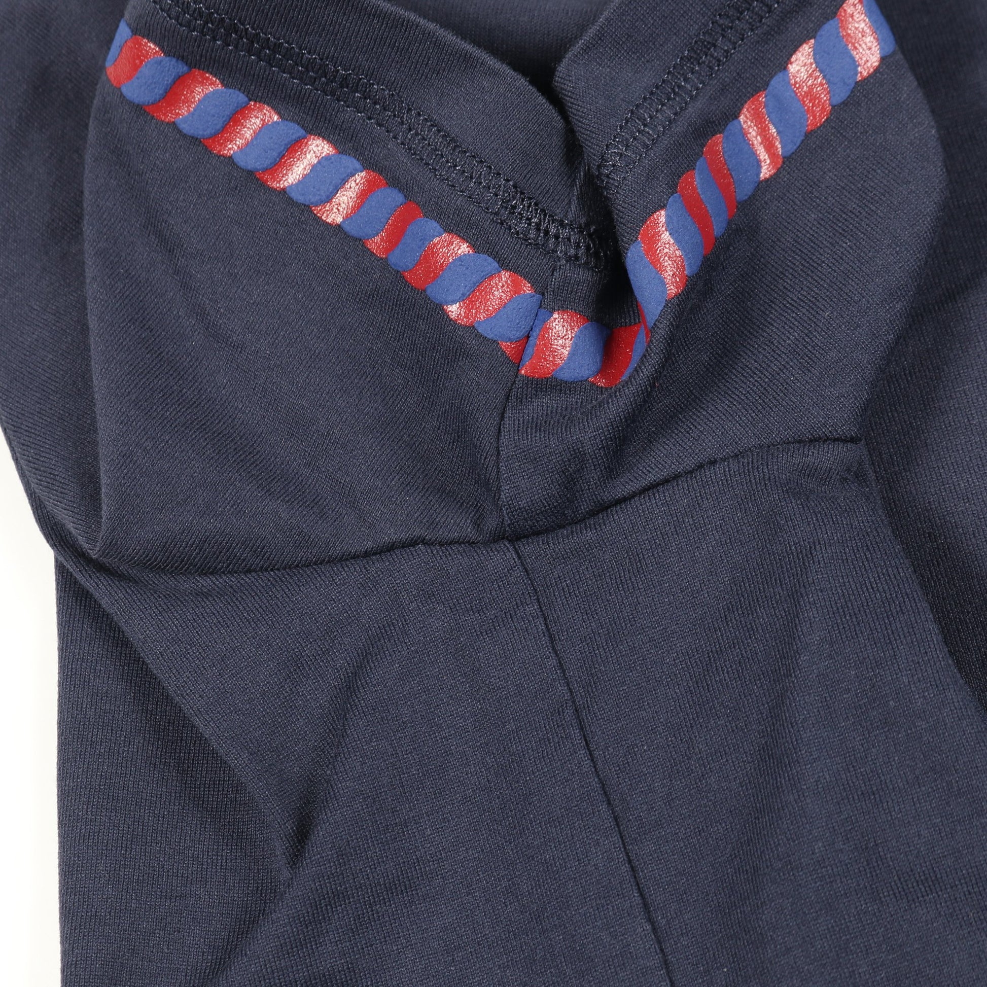 カノエ Tシャツ モックネック 半袖 コットン ネイビー レッド エルメス トップス HERMES