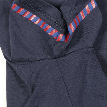 カノエ Tシャツ モックネック 半袖 コットン ネイビー レッド エルメス トップス HERMES