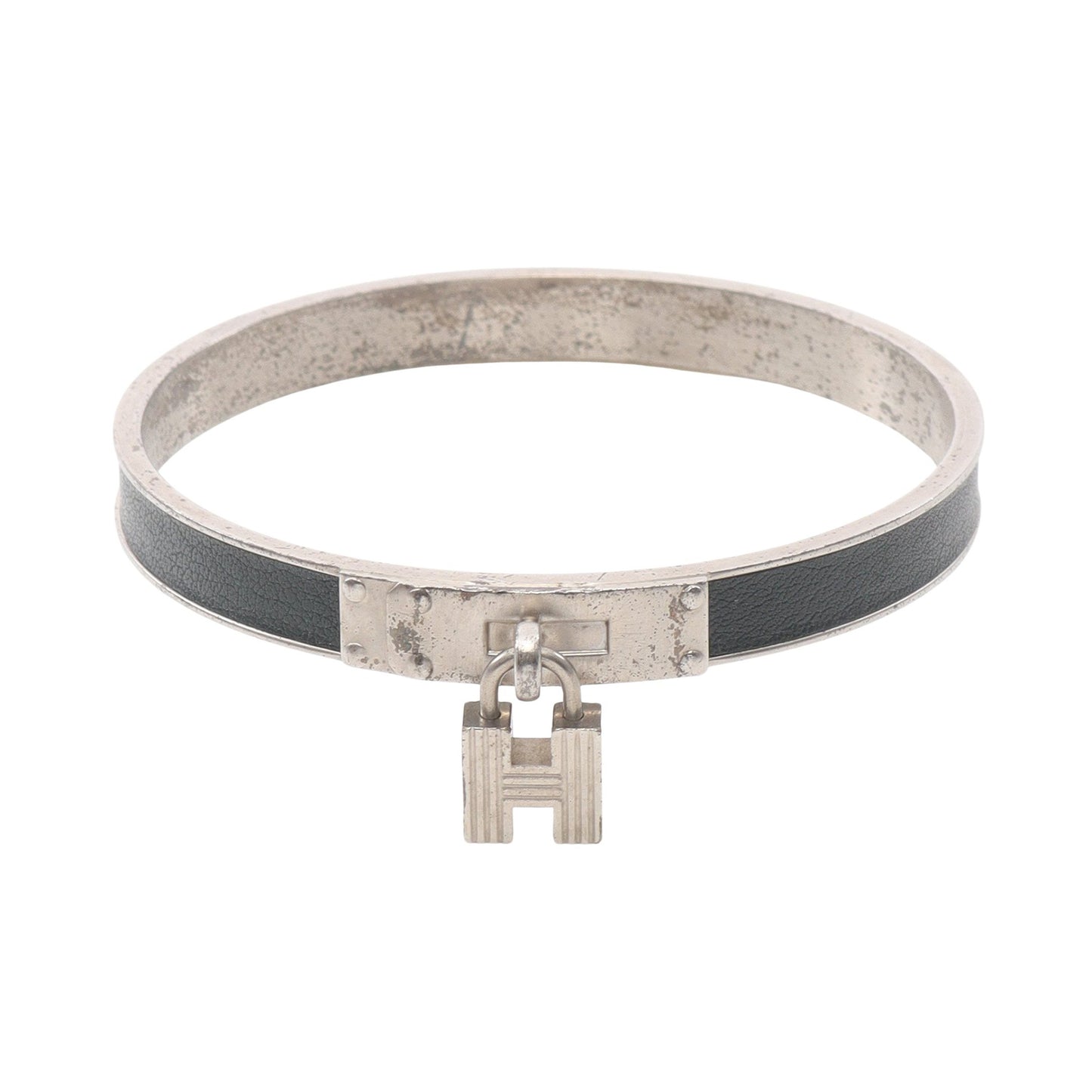 ケリーバングル バングル レザー シルバー ダークグリーン エルメス アクセサリー HERMES