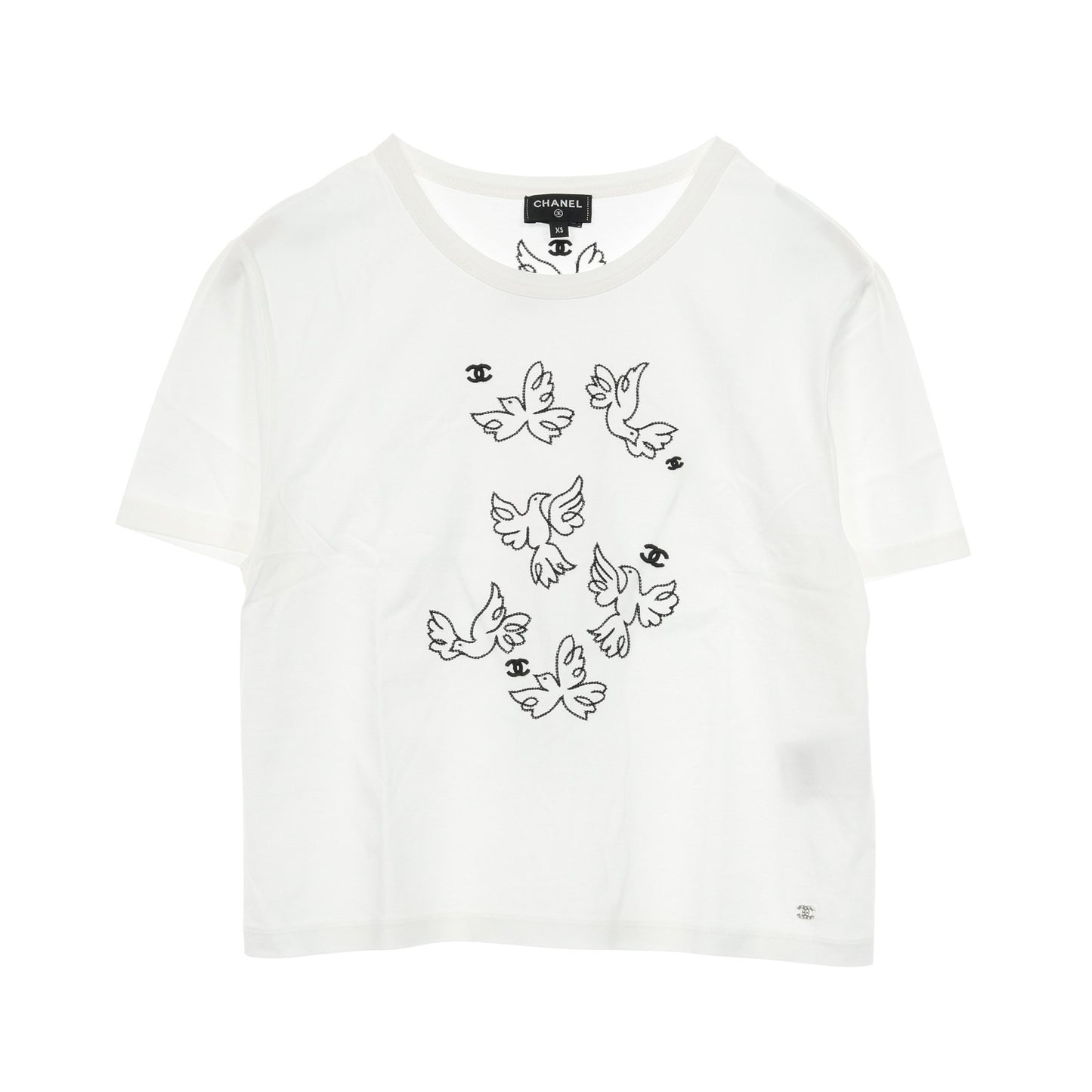 ココマーク Tシャツ 半袖 刺繍 コットン ホワイト シャネル トップス CHANEL
