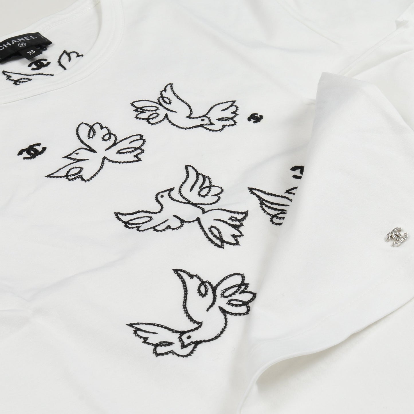 ココマーク Tシャツ 半袖 刺繍 コットン ホワイト シャネル トップス CHANEL
