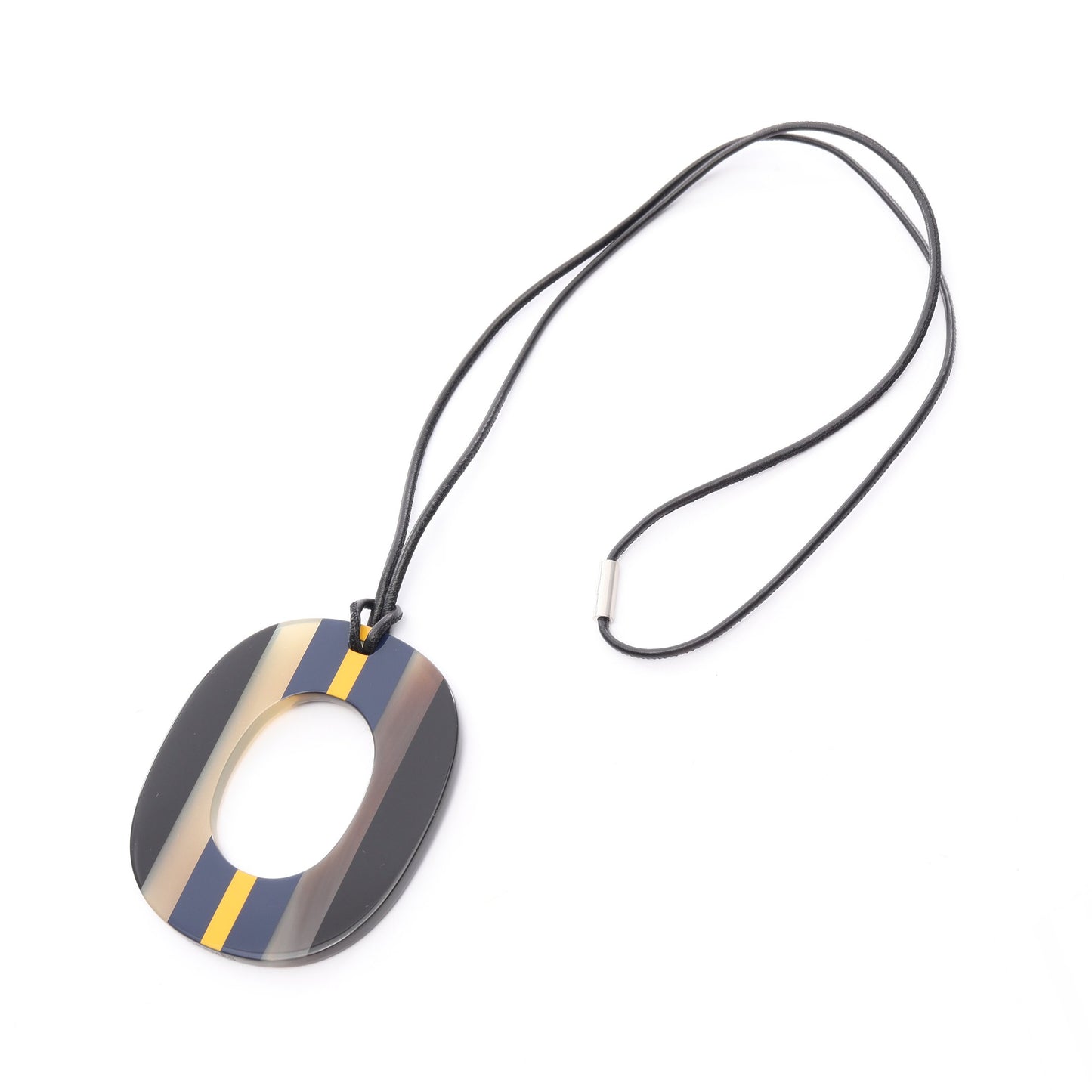 イスムポップ ネックレス バッファローホーン レザー ブラック ネイビー イエロー エルメス アクセサリー HERMES