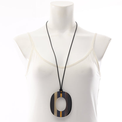 イスムポップ ネックレス バッファローホーン レザー ブラック ネイビー イエロー エルメス アクセサリー HERMES